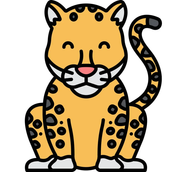 猫ジャガー動物のアイコンをフルアウトラインで表示 — ストックベクタ