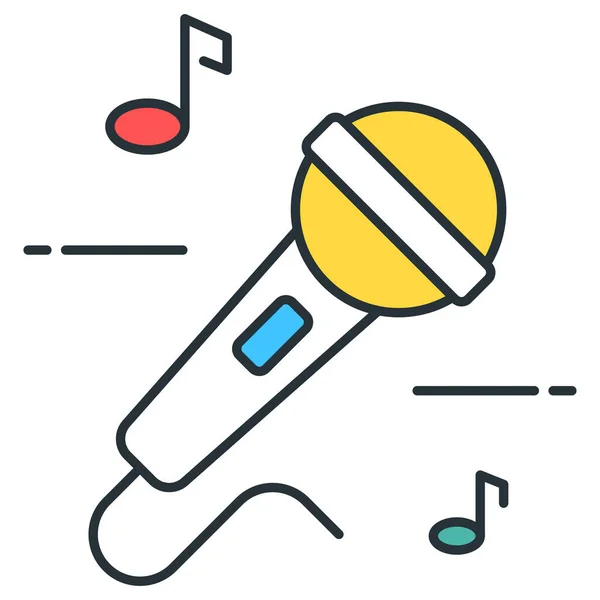 Icona Delle Note Microfono Karaoke Stile Contorno Pieno — Vettoriale Stock