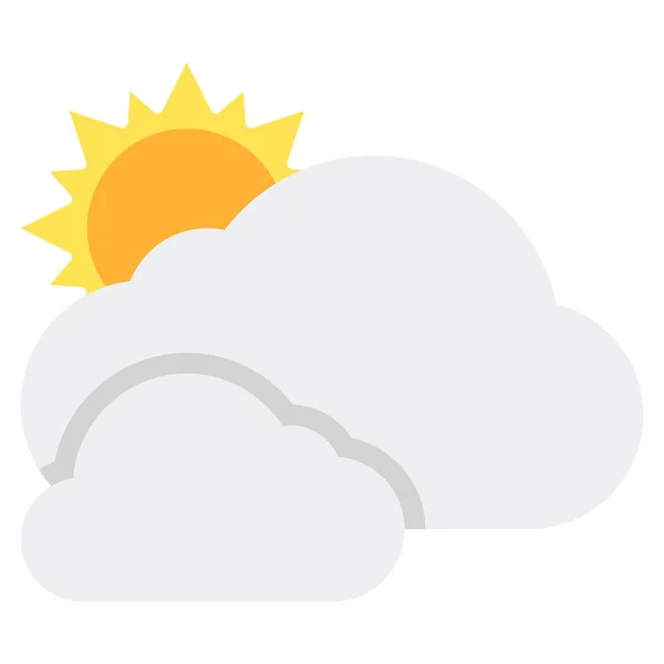 Cloudiness Clouds Sun Icon Flat Style — Stock Vector