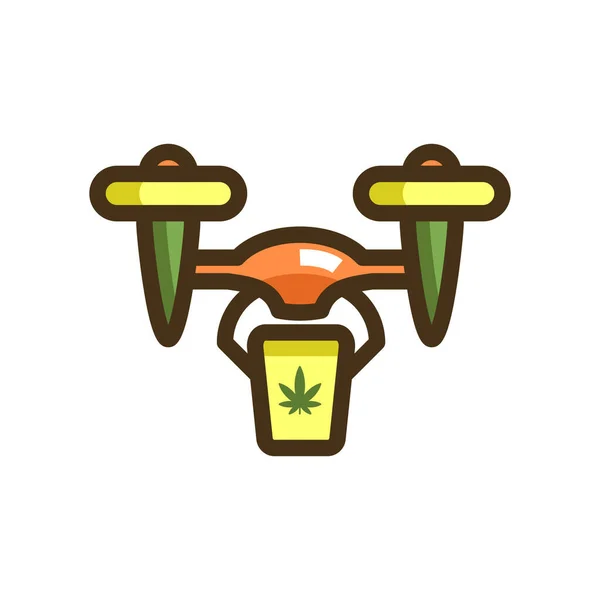 Icono Dron Entrega Cannabis — Vector de stock