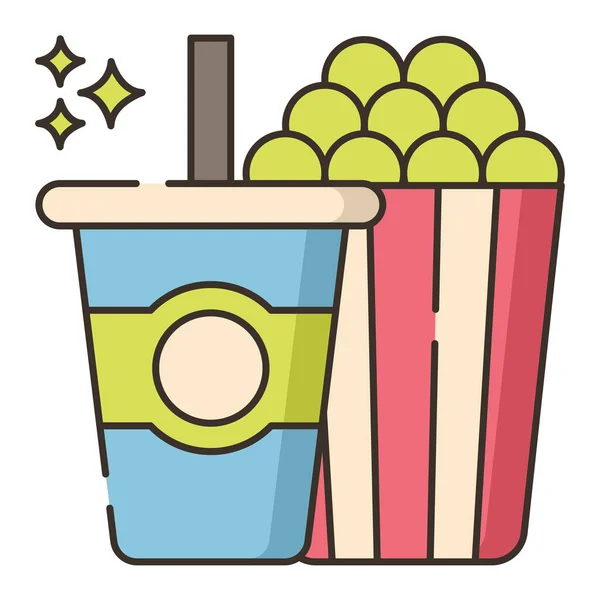 Drink Food Popcorn Icon Filled Outline Style — Stockový vektor