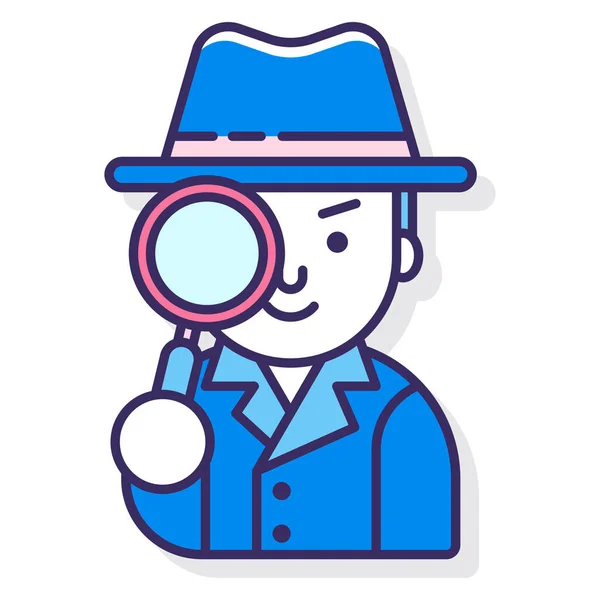 Investigador Hombre Icono Privado — Vector de stock