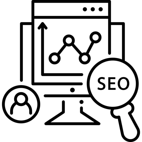 Ikona Hledání Prohlížeči Kategorii Marketing Seo — Stockový vektor