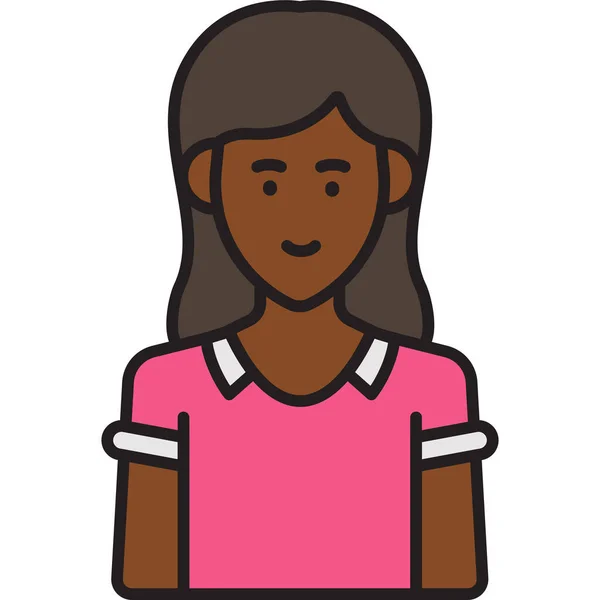 Meisje Avatar Vrouw Pictogram Gevulde Outline Stijl — Stockvector