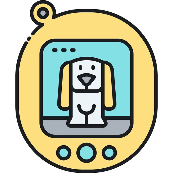 Digimon Pokemon Virtual Pet Icon Full Outline Style — 스톡 벡터