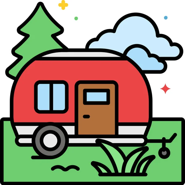 Parque Icono Del Camping Estilo Contorno Lleno — Vector de stock