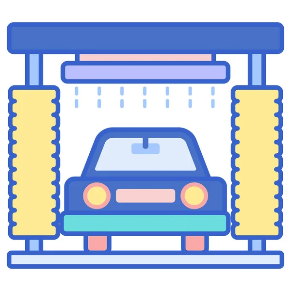 Icono Lavado Automatizado Del Coche Estilo Contorno Lleno — Vector de stock