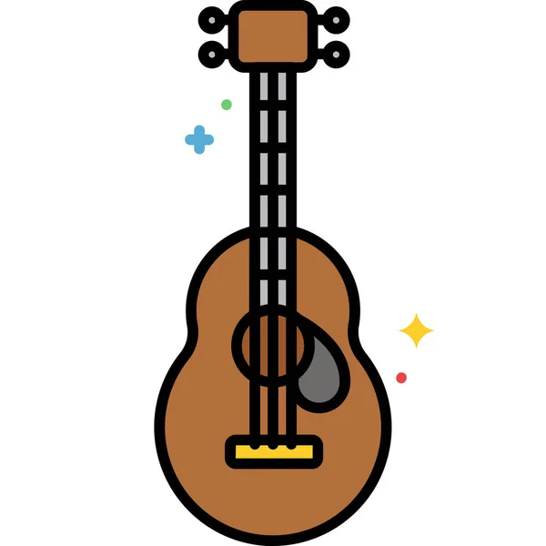 Icono Del Instrumento Acústico Guitarra Estilo Contorno Lleno — Vector de stock