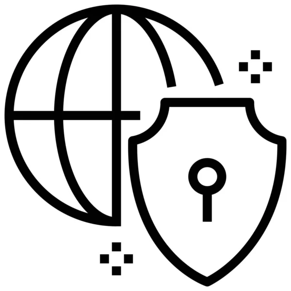 Copia Seguridad Protección Global Icono Seguridad Global Estilo Esquema — Vector de stock