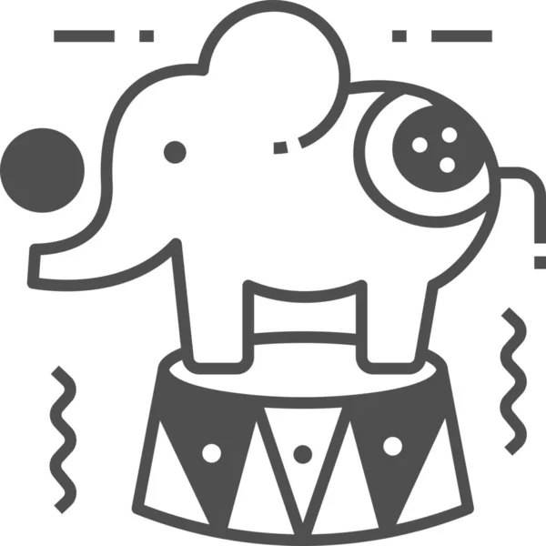 Elefante Circo Animal Icono — Vector de stock