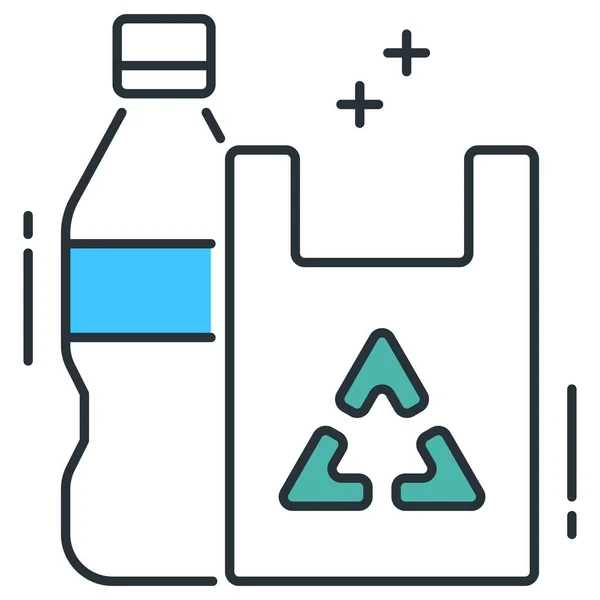 Icono Botella Bolsa Reciclaje Estilo Contorno Lleno — Vector de stock