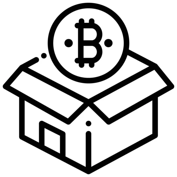 Icono Criptomoneda Blockchain Bitcoin Estilo Esquema — Vector de stock