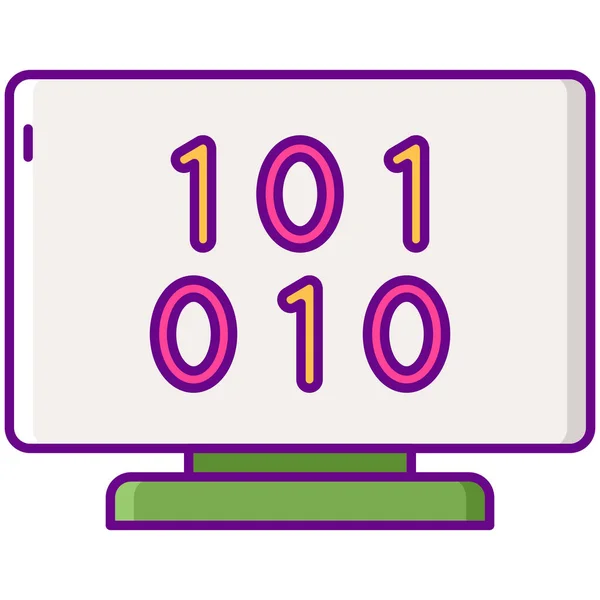 Icono Programación Código Binario Estilo Esquema Rellenado — Archivo Imágenes Vectoriales
