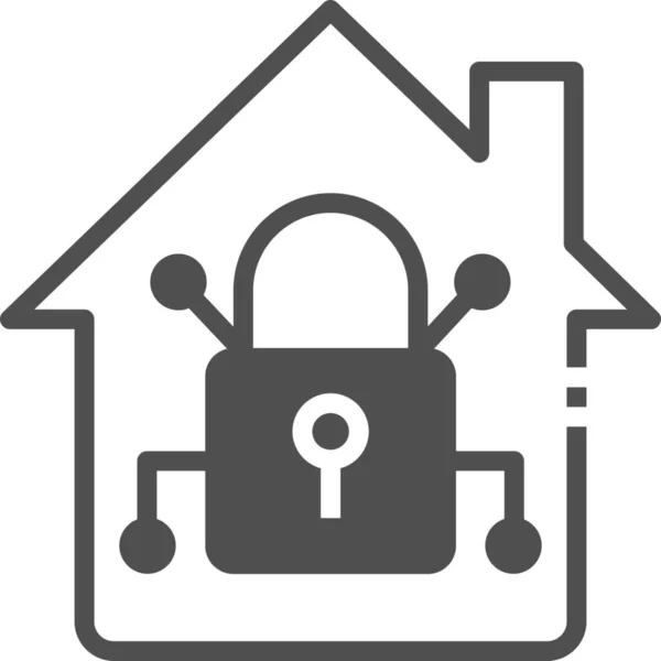 Home Automation Home Security Vorhängeschloss Symbol Semi Soliden Stil — Stockvektor