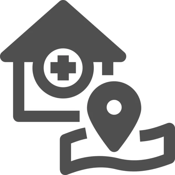 Add Location Hospital Map Icon — Stock Vector