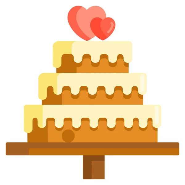 Gâteau Mariage Gâteau Icône Mariage Dans Style Plat — Image vectorielle