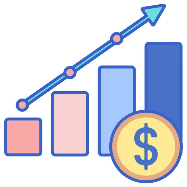 Ícone Econômico Finanças Negócios Estilo Esboço Preenchido — Vetor de Stock