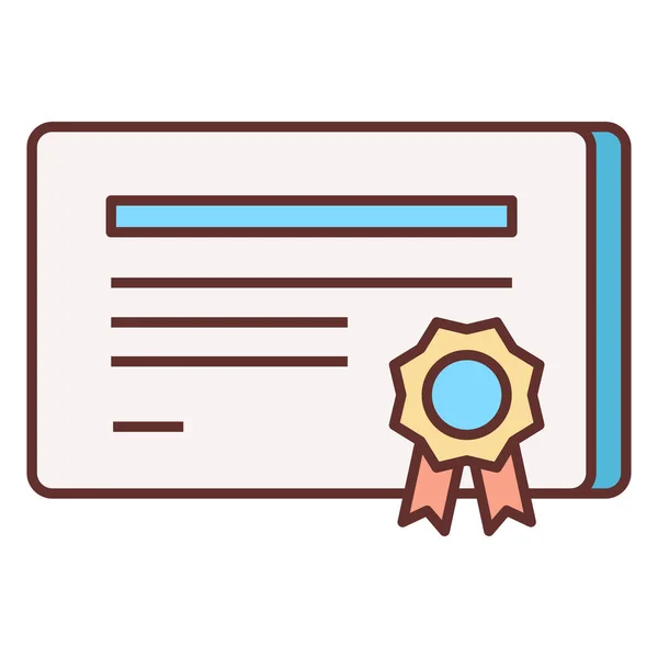 Ikona Ocenění Certifikátu Stylu Vyplněného Osnovy — Stockový vektor