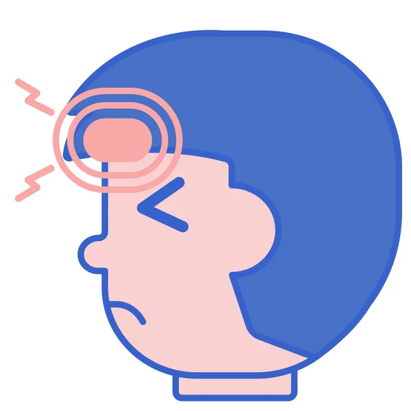 Jaquecas Frontales Icono Migraña Estilo Contorno Lleno — Vector de stock