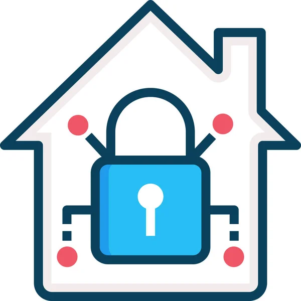 Home Automation Home Security Vorhängeschloss Symbol Ausgefüllten Outline Stil — Stockvektor