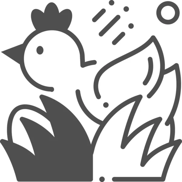 Chick Chicken Oster Ikone Halbsoliden Stil — Stockvektor