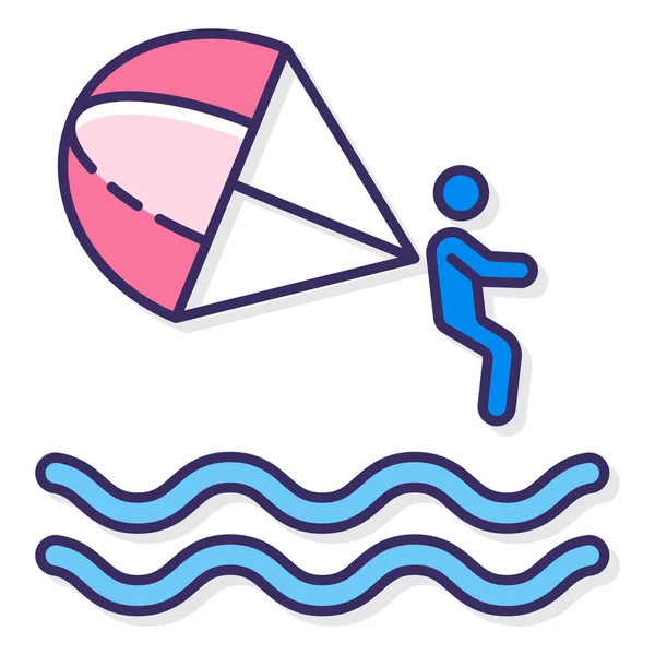 Parasailing Parachute Water Icon — Stock Vector