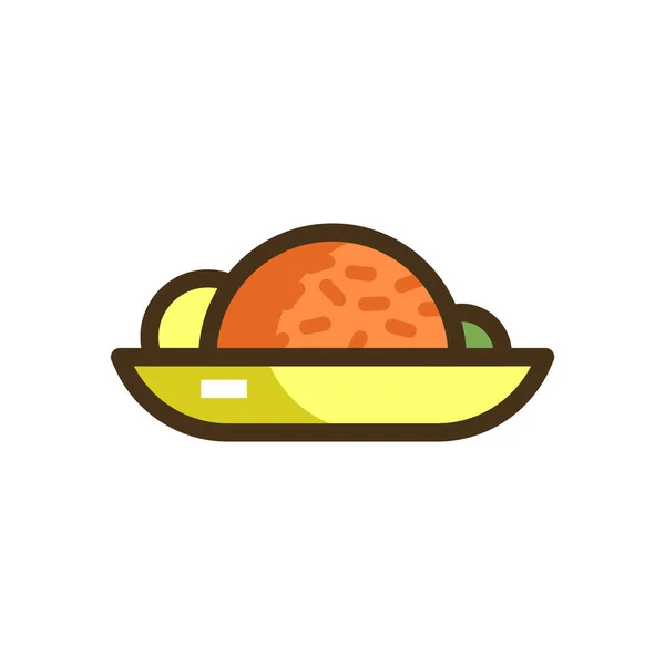 Comida Arroz Frito Icono Estilo Contorno Lleno — Vector de stock