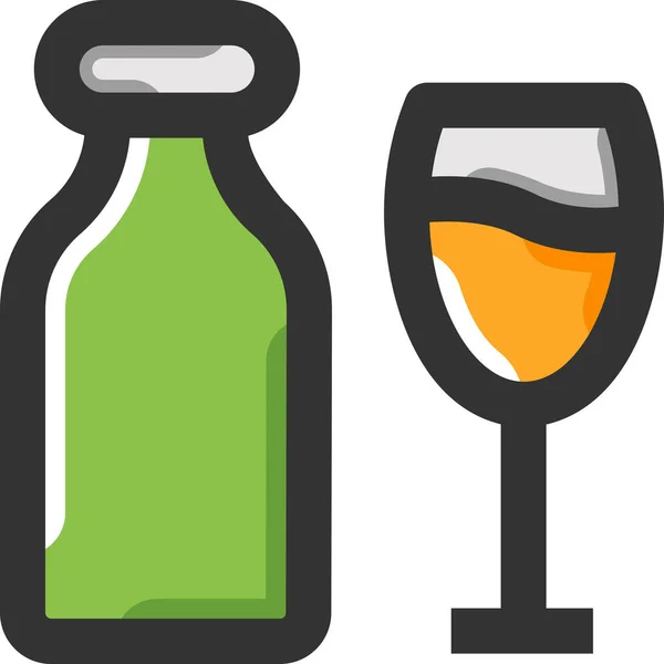 Bier Fles Drank Pictogram Gevulde Outline Stijl — Stockvector