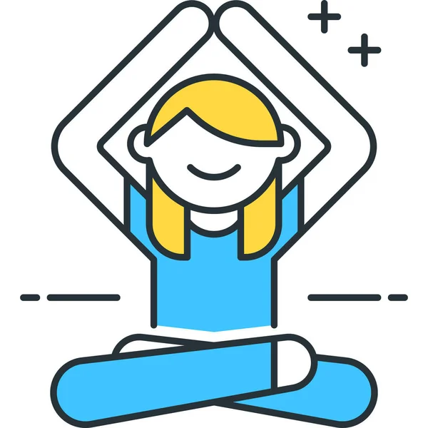 Yoga Girl Meditation Ikone Ausgefülltem Outline Stil — Stockvektor