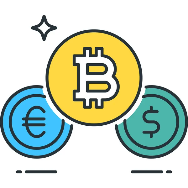 Bitcoin Exchange Bank Icon Outline Style — Stock Vector