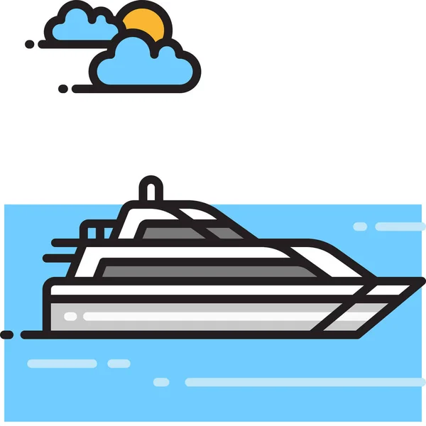 Bateau Icône Bateau Croisière Dans Style Contour Rempli — Image vectorielle