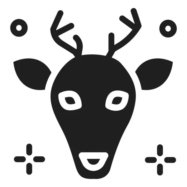 Icône Cerf Noël Animal Dans Style Solide — Image vectorielle