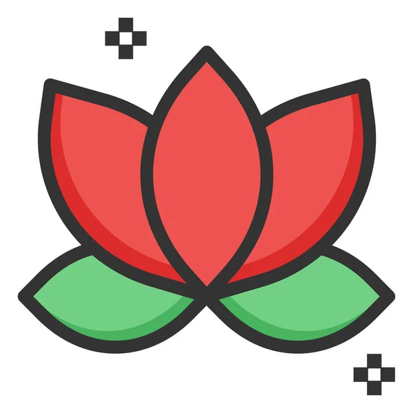 Celebración Diwali Icono Flor Estilo Contorno Lleno — Vector de stock