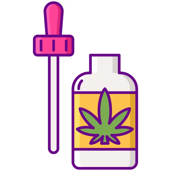 Icono Del Aceite Hierba Cannabis Estilo Esquema Lleno — Vector de stock