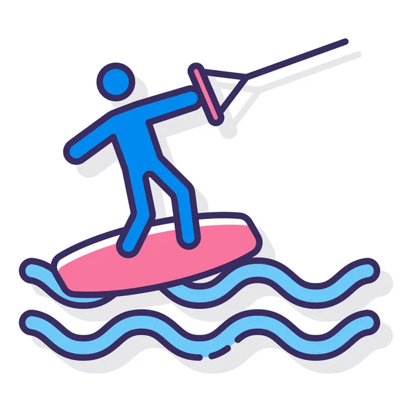 Sport Wakeboarden Surfen Pictogram — Stockvector