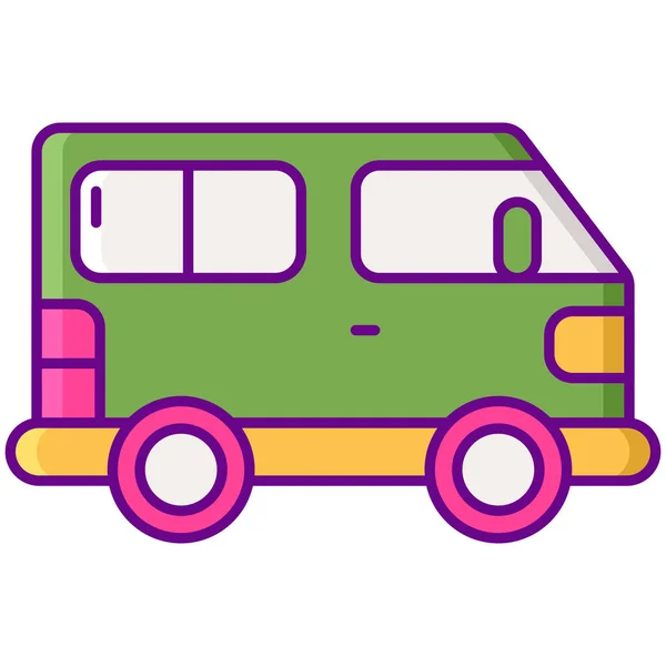 Minivan Van Vehicle Icon Filled Outline Style — Stock Vector