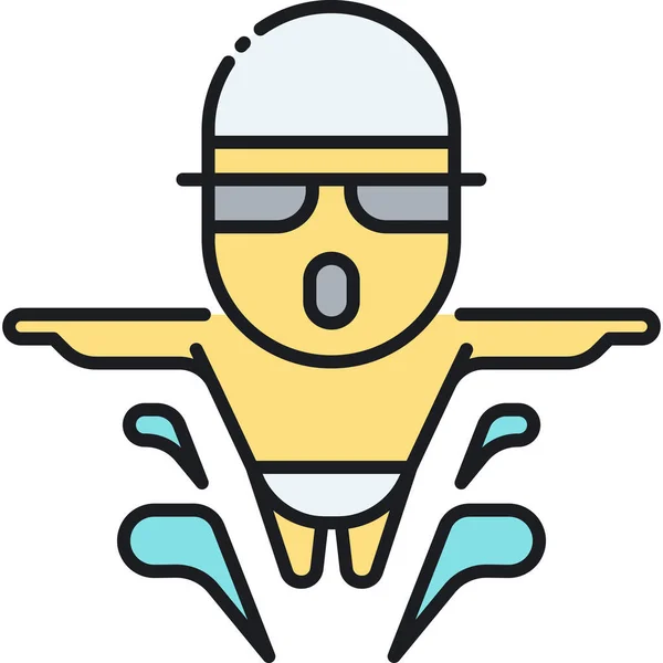 Ref Swimmer Swimming Icon Filled Outline Style — стоковый вектор