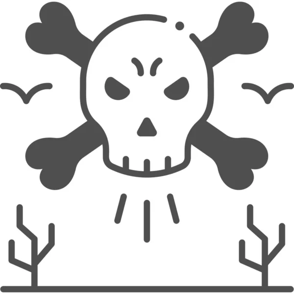 Schedel Halloween Skeletten Pictogram Semi Solide Stijl — Stockvector