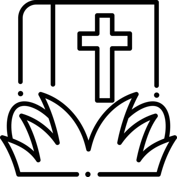 Biblia Icono Religión Cristiana Estilo Del Esquema — Vector de stock