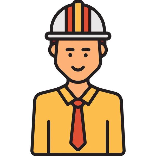 Engineer Male Construction Icon Filled Outline Style — Stock Vector