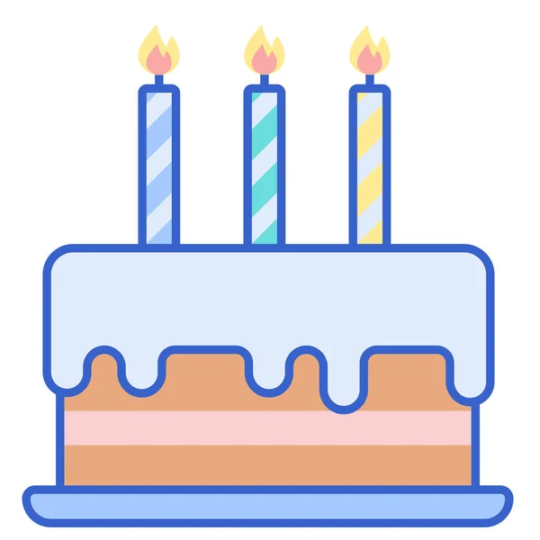 Icono Vela Pastel Cumpleaños — Vector de stock