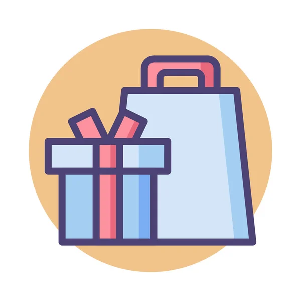 Cadeau Cadeau Icône Shopping Dans Style Badge — Image vectorielle