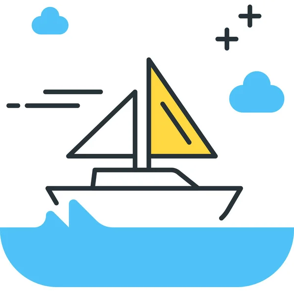 Boat Sail Sailboat Icon Filled Outline Style — Stock Vector