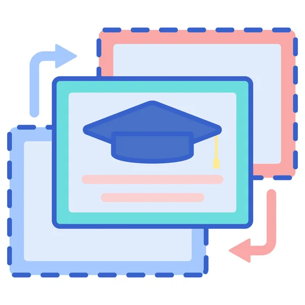 Certificaat Gecombineerd Diploma Icoon Onderwijs School Learning Categorie — Stockvector