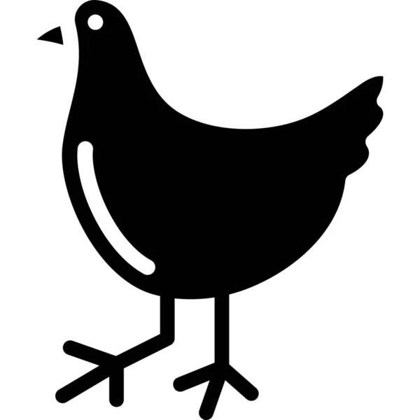 Птица Курица Домашняя Птица Икона Твердом Стиле — стоковый вектор