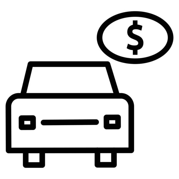 Negocio Comprar Coche Coche Icono Préstamo Estilo Esquema — Vector de stock