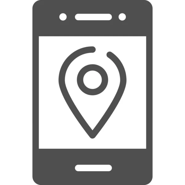 Gps Location Pointer Map Pointer Icon Soliden Stil — Stockvektor