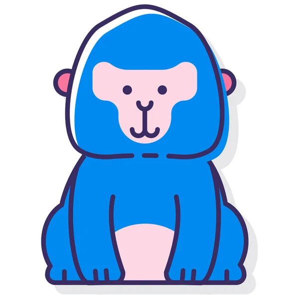 Γορίλλας Πίθηκος Εικονίδιο Πίθηκος Στυλ Γεμάτο Περίγραμμα — Διανυσματικό Αρχείο