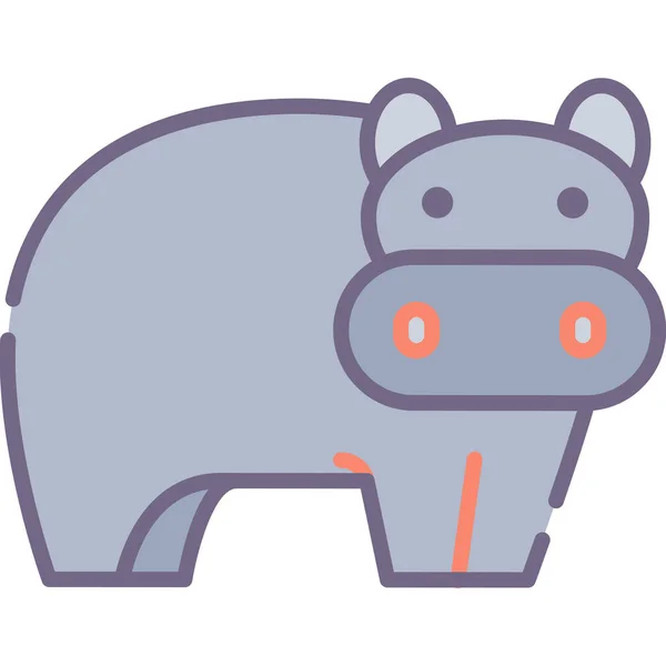 Animal Hippo Hippopotamus Icono Estilo Contorno Lleno — Vector de stock