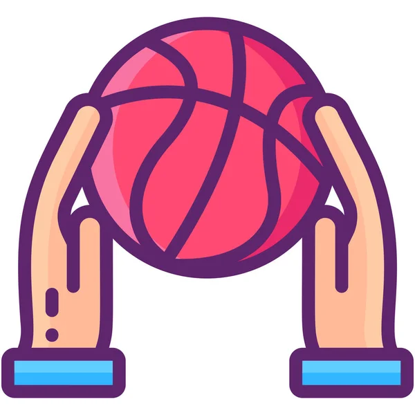 Basketbalový Míč Držel Ikonu — Stockový vektor